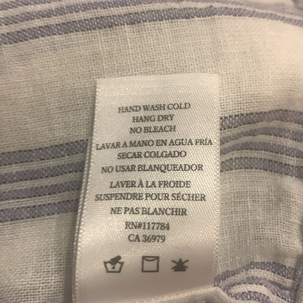 NWOT Rails Marti Cayman Stripe White Linen Blend Long Sleeve Blouse Size Large - Picture 16 of 16